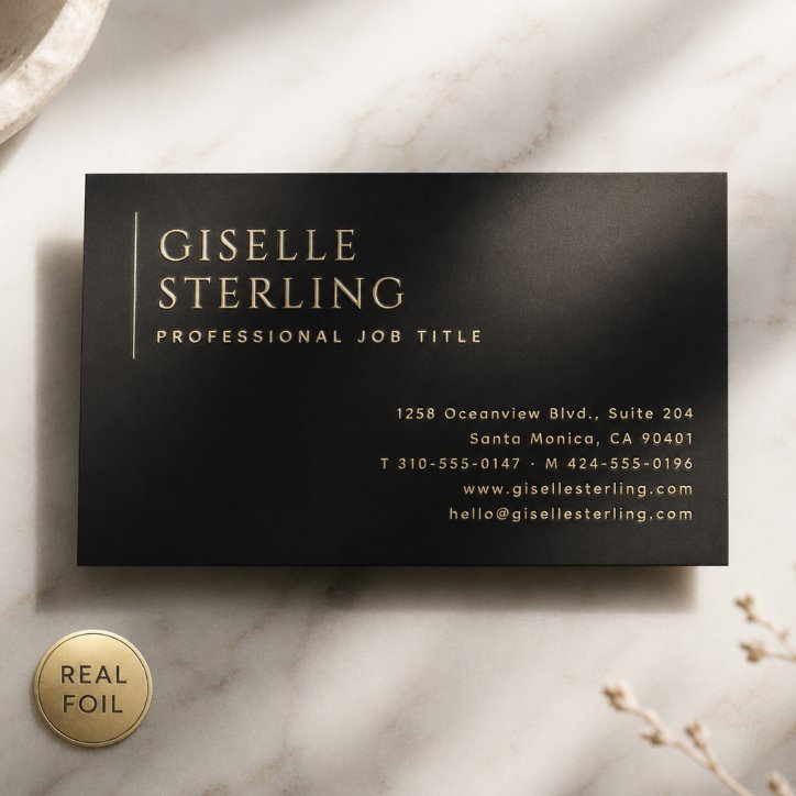 Luxury Minimalist Black Gold Foil Business Card