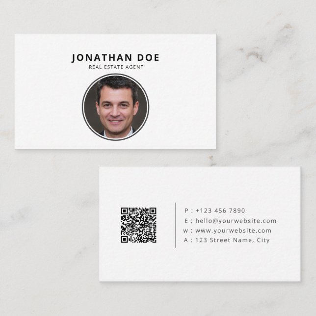 Luxury Minimalist Black Real Estate Photo  Business Card (Front/Back)