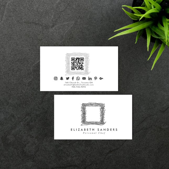 Luxury Minimalist Boutique White Social QR CODE  Business Card (Creator Uploaded)