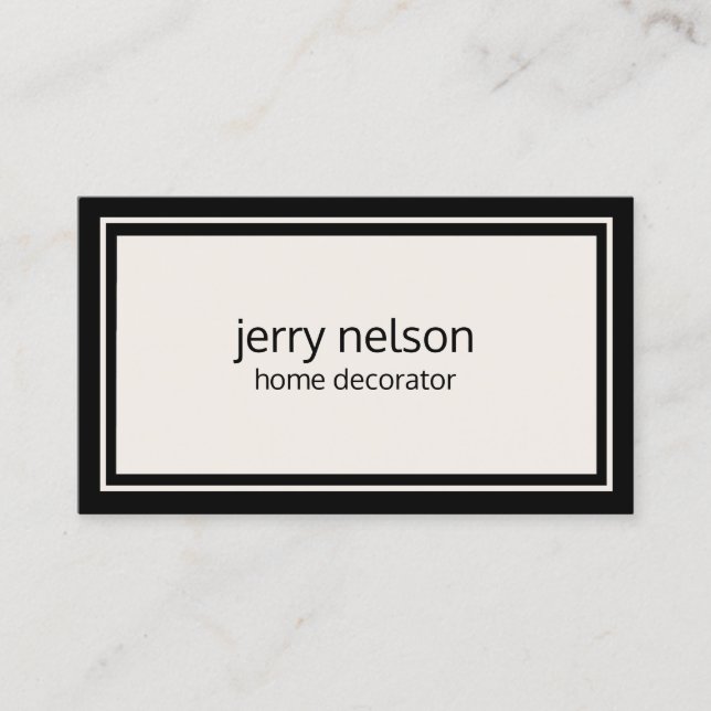 Luxury Minimalist Contemporary Black and Ivory Business Card (Front)