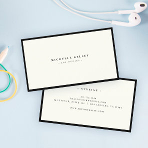 Luxury Minimalist Elegant Black Ivory Chic Stylish Business Card