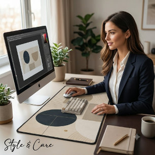 Luxury Minimalist Geometric Abstract Design in NBG Desk Mat