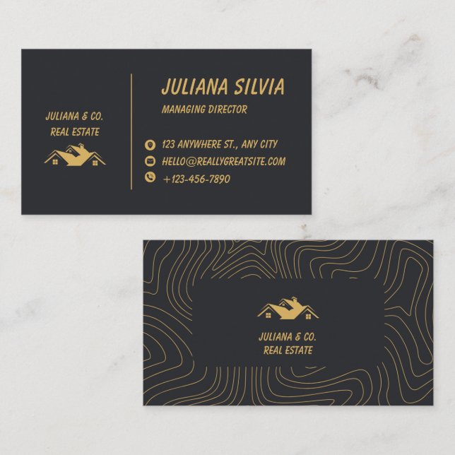 Luxury Minimalist Gold Real Estate Agent Card (Front/Back)