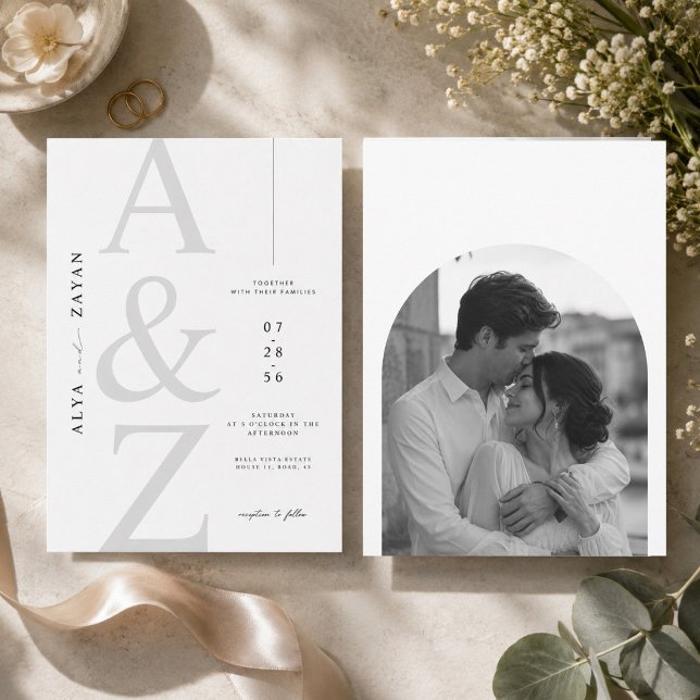 Luxury Minimalist Monogram Wedding Invitation. Invitation (Creator Uploaded)