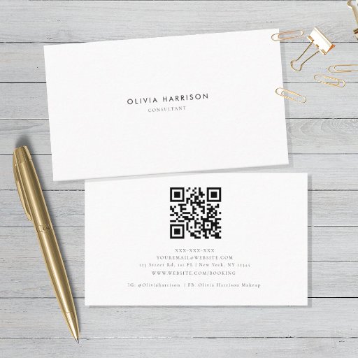 Customizable Luxury Minimalist QR Code Professional  Business Card