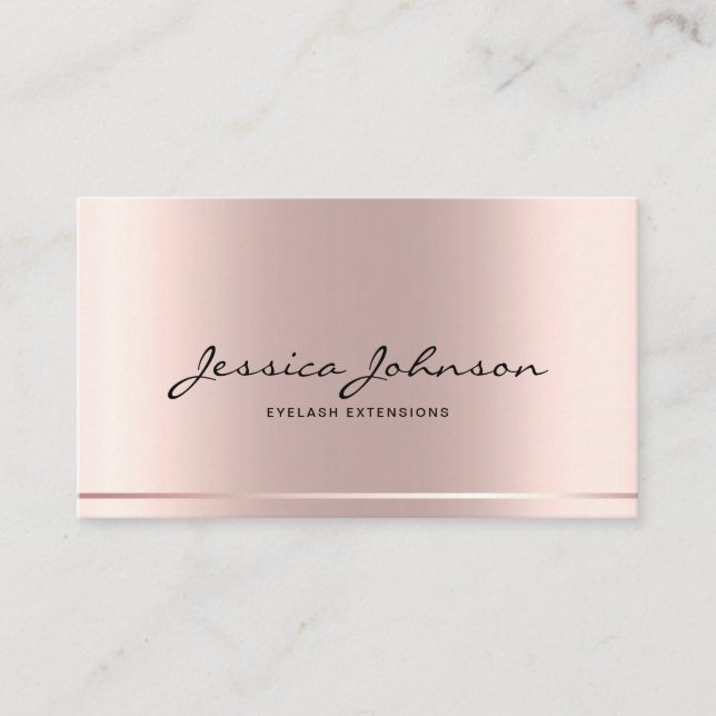 Luxury Minimalist Rosegold Eyelash Lashes Business Card (Front)