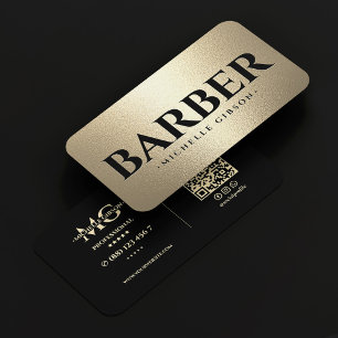 Luxury Mobile Barber Black Faux Gold Business Card