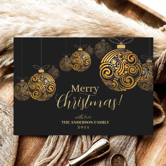 Luxury Modern Black and Gold Merry Christmas Card