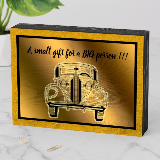 Luxury Modern Black Gold Car Wooden Box Sign (In Situ Horizontal)
