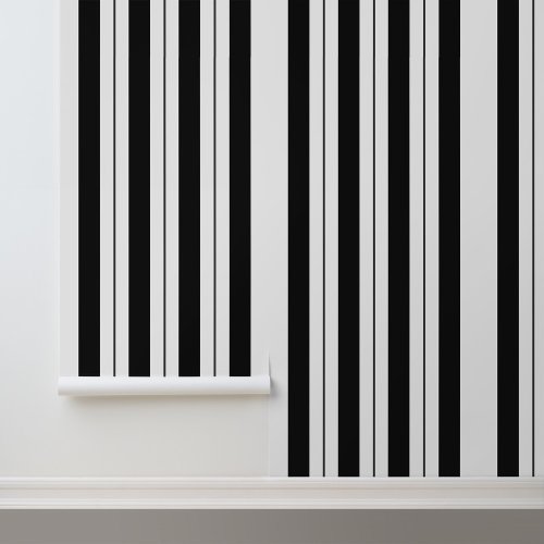 Luxury Modern Black White Stripes Pattern Wallpaper