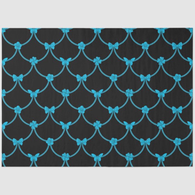 Luxury Modern Blue Natural Floral Butterfly Tissue Paper (Front)