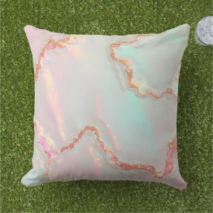 Luxury Modern Blush Pink Soft Mint Gold Collection Outdoor Pillow