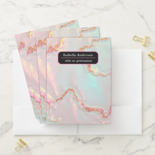 Luxury Modern Blush Pink Soft Mint Gold Collection Pocket Folder