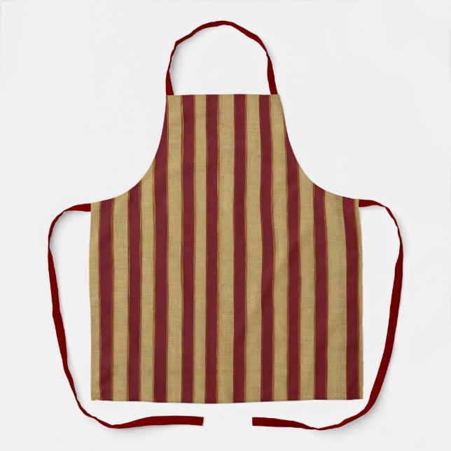 Luxury Modern Burgundy Gold Linen Collection Apron (Front)