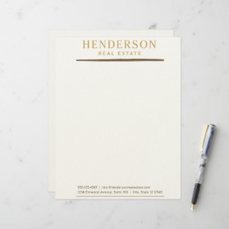 Luxury Modern Chic Gold & Mahogany Design (8.5x11) Letterhead