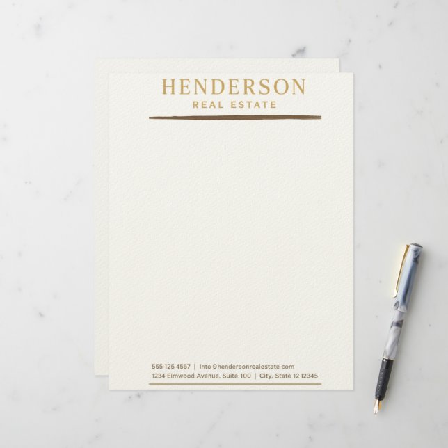 Luxury Modern Chic Gold & Mahogany Design (8.5x11) Letterhead (Front/Back In Situ)