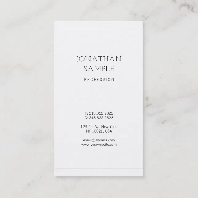 Luxury Modern Clean Design Elegant Plain Trendy Business Card | Zazzle