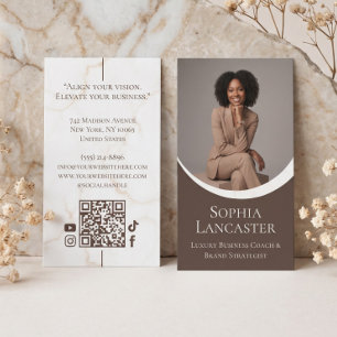 Luxury Modern Coach Consultant Photo Marble Business Card