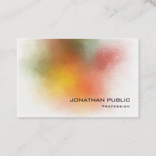 Luxury Modern Colorful Abstract Art Premium Linen Business Card