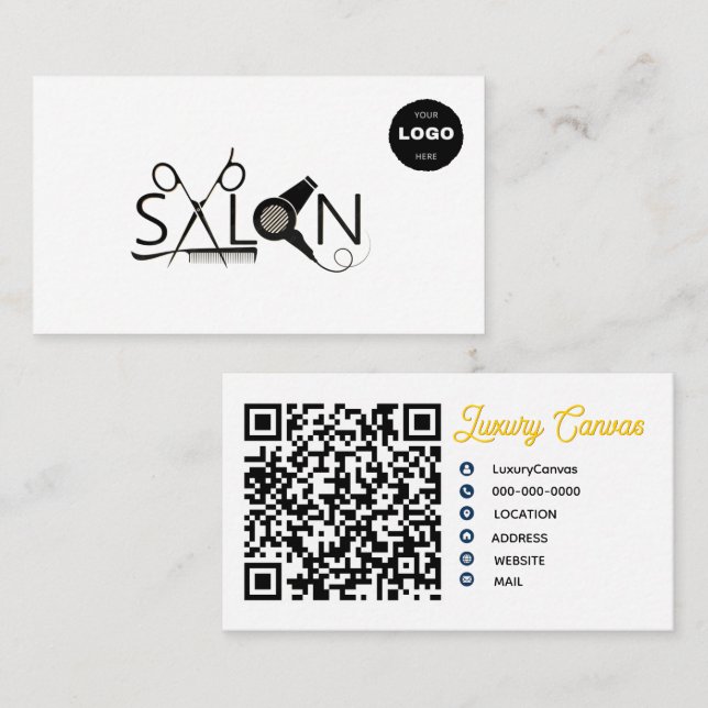 Luxury Modern Custom QR Code Beauty  Business Card (Front/Back)