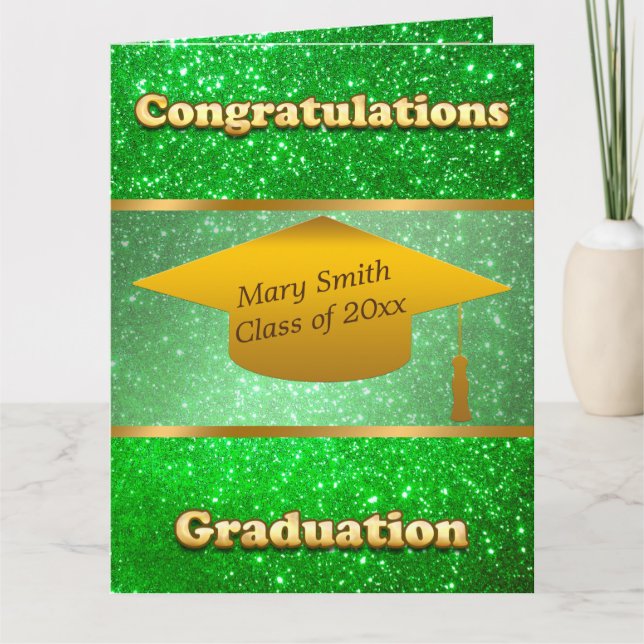 Luxury Modern Customize Green Glitter Card (Front)