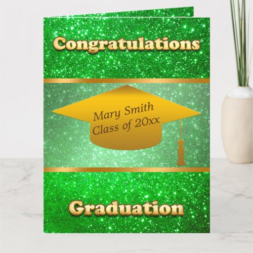 Luxury Modern Customize Green Glitter Card