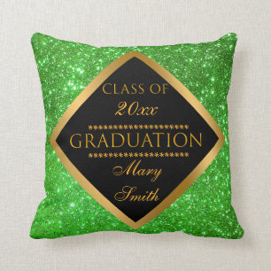 Luxury Modern Customize Green Glitter Throw Pillow