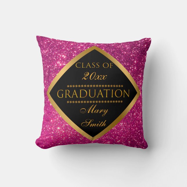 Luxury Modern Customize Pink Glitter Throw Pillow (Front)
