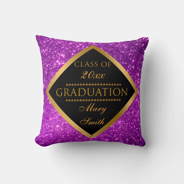 Luxury Modern Customize Purple Glitter Throw Pillow (Front)