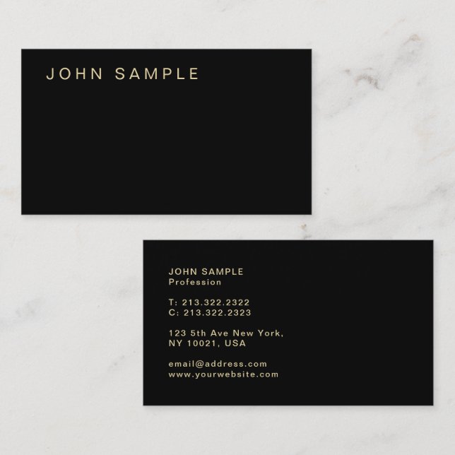 Luxury Modern Elegant Black Gold Stylish Business Card (Front/Back)