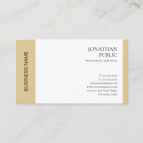 Luxury Modern Elegant Faux Gold White Professional Business Card