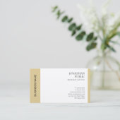 Luxury Modern Elegant Faux Gold White Professional Business Card (Standing Front)