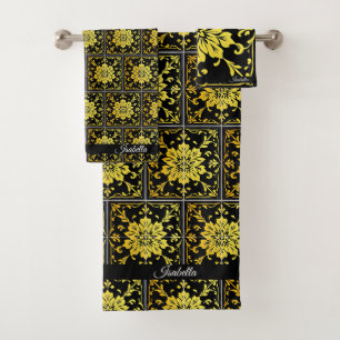 Luxury Modern Elegant Floral Collection Bath Towel Set