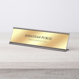 Luxury Modern Elegant Glamorous Black And Gold Desk Name Plate