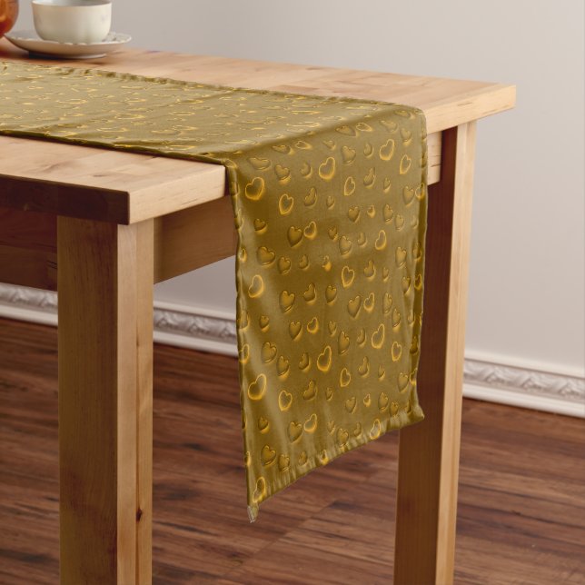 Luxury Modern Elegant Glitter Gold Heart Long Table Runner (In Situ)