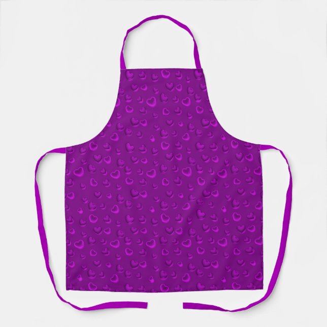 Luxury Modern Elegant Glitter Purple Heart Apron (Front)