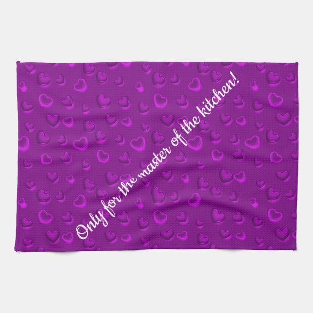 Luxury Modern Elegant Glitter Purple Heart Kitchen Towel (Horizontal)