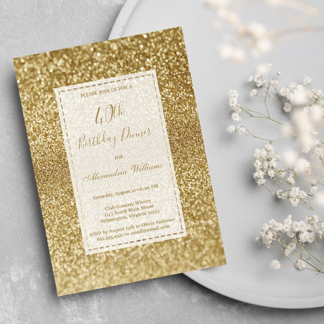 Luxury modern elegant gold glitter 40th Birthday Invitation (Luxury modern elegant gold glitter 40th Birthday)