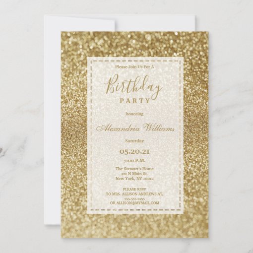 Luxury modern elegant gold glitter Birthday Party Invitation | Zazzle