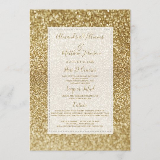 Luxury modern elegant gold glitter Wedding Menu | Zazzle.com