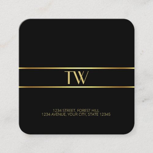Luxury Modern Elegant Gold Monogrammed Template Square Business Card