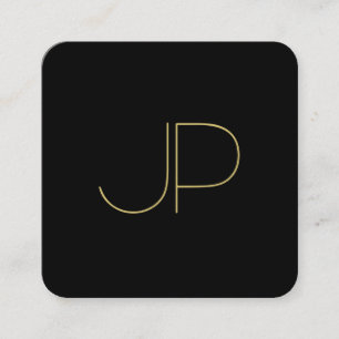 Luxury Modern Elegant Gold Monogrammed Template Square Business Card