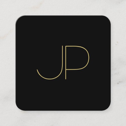 Luxury Modern Elegant Gold Monogrammed Template Square Business Card