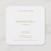 Luxury Modern Elegant Gold Monogrammed Template Square Business Card (Back)