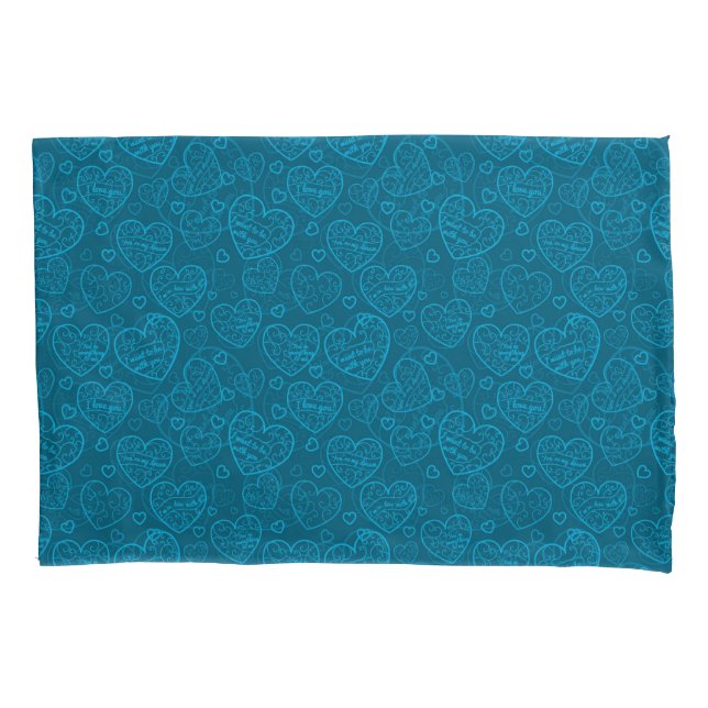 Luxury Modern Elegant Love Blue Heart Pillow Case (Front)