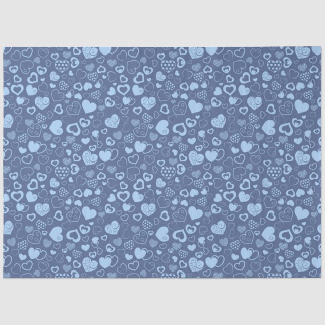Luxury Modern Elegant Love Blue Heart Tissue Paper (Front)