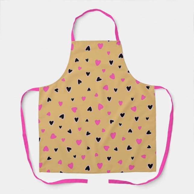 Luxury Modern Elegant Love Gold Heart Apron (Front)