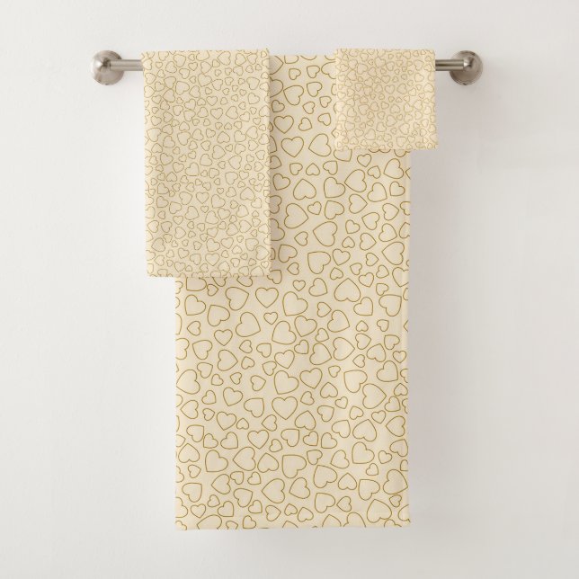 Luxury Modern Elegant Love Gold Heart Bath Towel Set (Insitu)