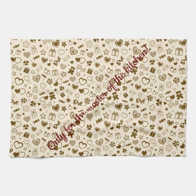Luxury Modern Elegant Love Gold Heart Kitchen Towel (Horizontal)