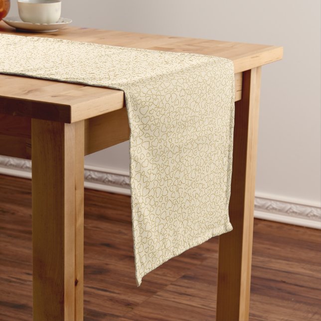 Luxury Modern Elegant Love Gold Heart Long Table Runner (In Situ)